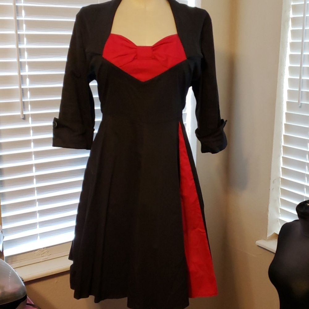 Plus Size Black & Red Rockabilly Pinup Full Dress